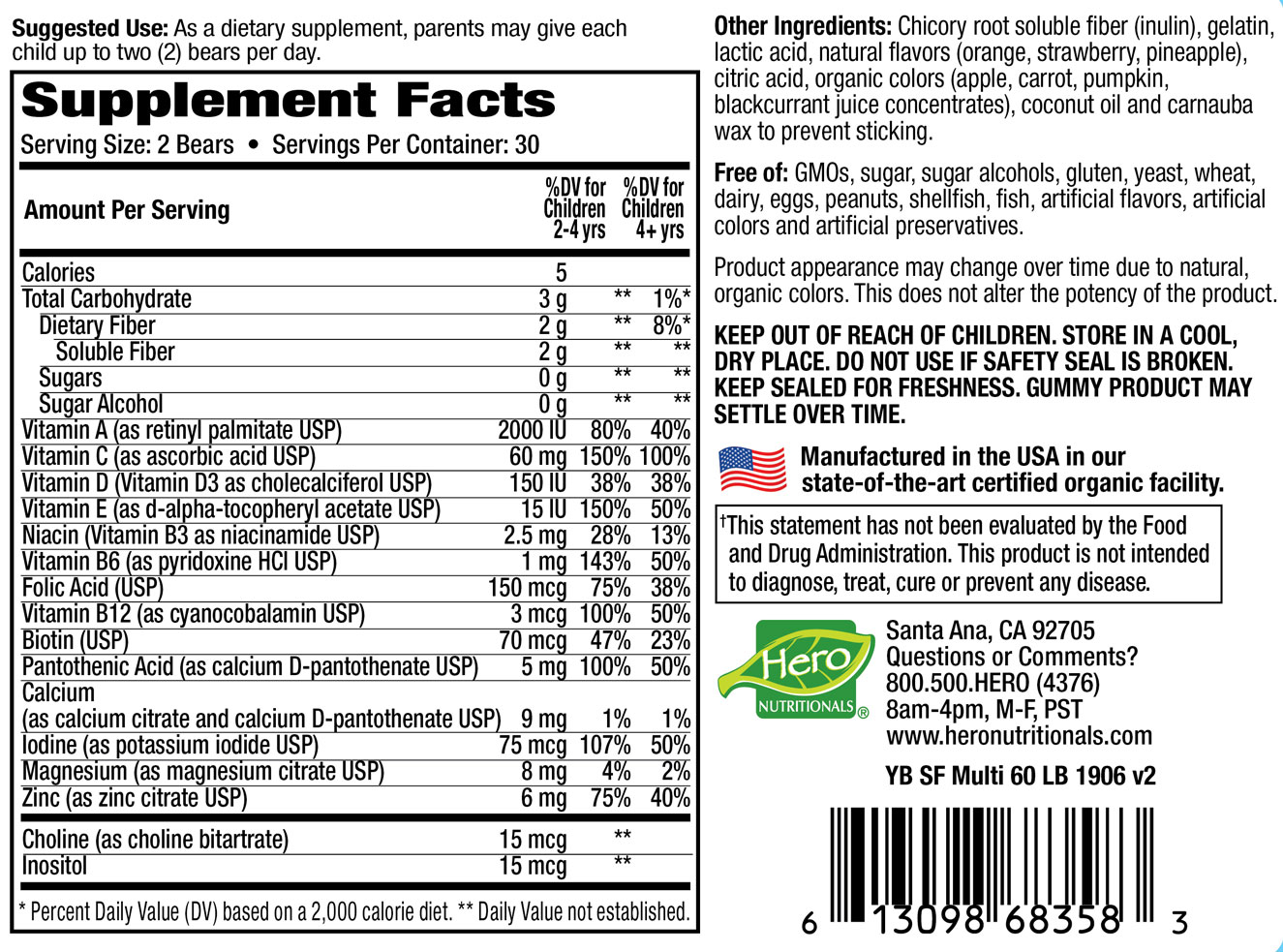 Yummi Bears- Sugar Free Complete Multi Value Size