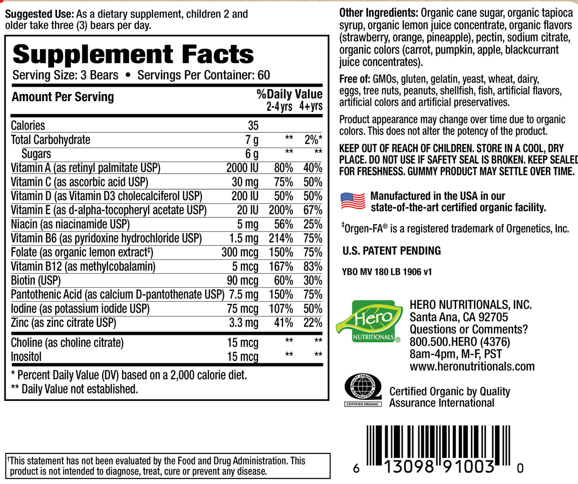 Yummi Bears- Organic- Complete Multi Value Size
